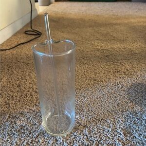 Clear Glass Tumbler with Straw